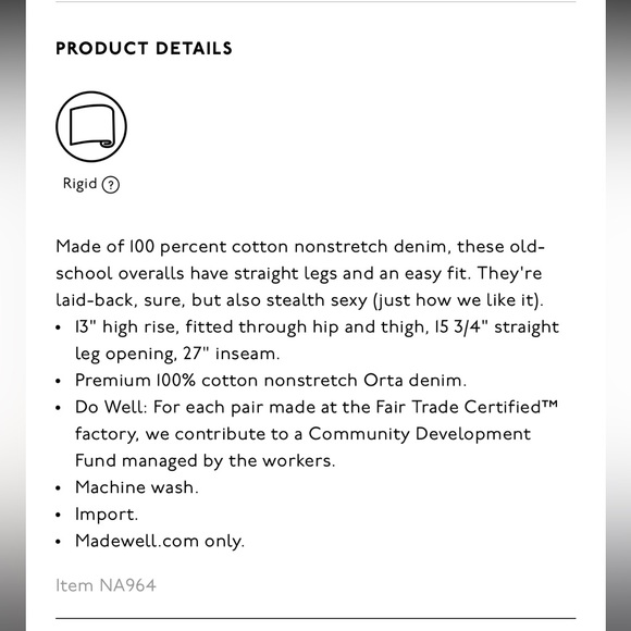 Madewell stright leg denium overalls, sz XL. In Dennett wash - Picture 13 of 16